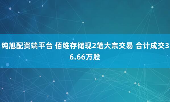 纯旭配资端平台 佰维存储现2笔大宗交易 合计成交36.66万股